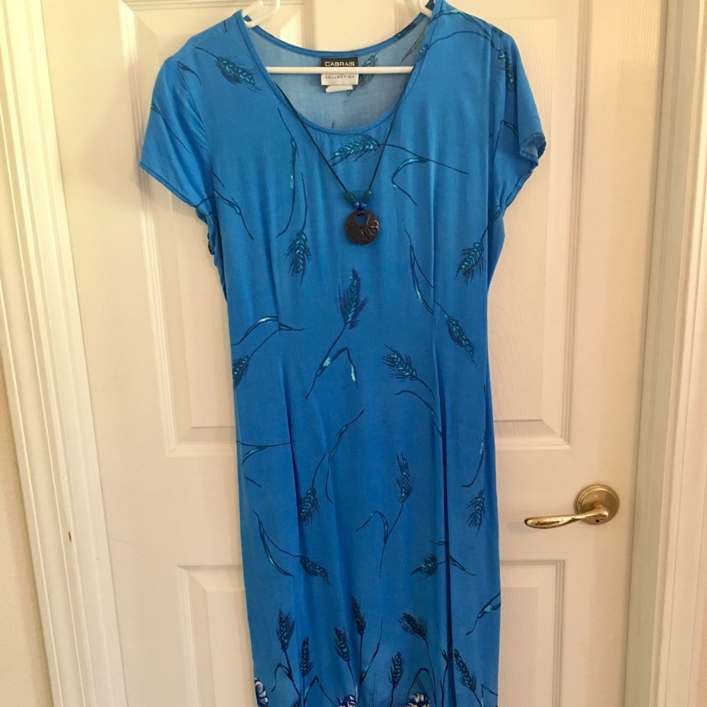 Blue Maxi Dress with Necklace
